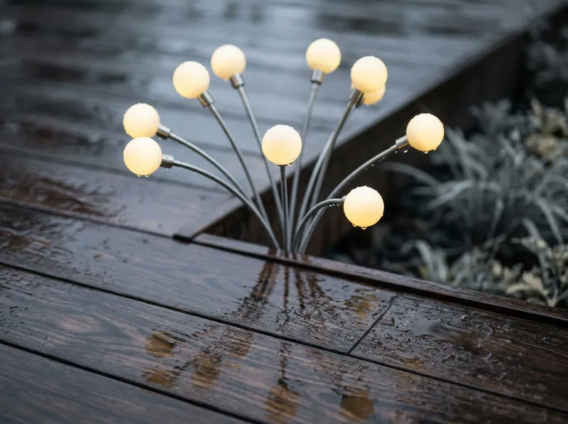 Lucioles de Verre dans un jardin — lampe solaire design